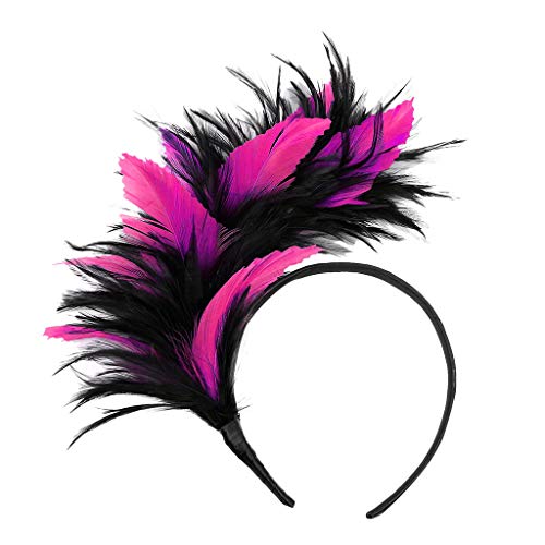 DRALOFAO Feder Haarreifen, Feder Haarreif Damen Feder Stirnband Feder Kopfschmuck 20Er Stil Haarband Retro Feder Fascinator Karneval Feder Haarreifen Für Fasching Cocktail Cosplay Hochzeit Party von DRALOFAO