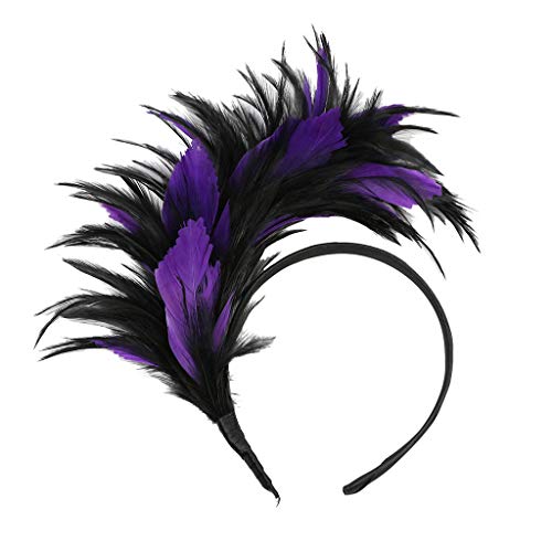 DRALOFAO Kopfschmuck Federn, Feder Haarreif Damen Feder Stirnband Feder Kopfschmuck 20Er Stil Haarband Retro Feder Fascinator Karneval Feder Haarreifen Für Fasching Cocktail Cosplay Hochzeit Party von DRALOFAO