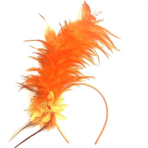 DRALOFAO Kopfschmuck Federn, Feder Kopfschmuck Haarreif Karneval Haarschmuck - Bunte Haarreifen Fascinator Regenbogen Papagei Federschmuck Brasilien Kostüm Für Ostertag Hochzeit Cosplay Party von DRALOFAO