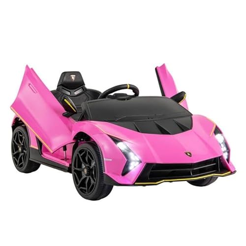 DREAMADE 12 V Lamborghini Elektroauto für Kinder, Kinder Elektroauto mit Fernbedienung, LED Lichter, Musik, Schaukelfunktion& Stoßfeste Räder, Elektrofahrzeug für Kinder von 3-8 Jahren (Rosa) von DREAMADE