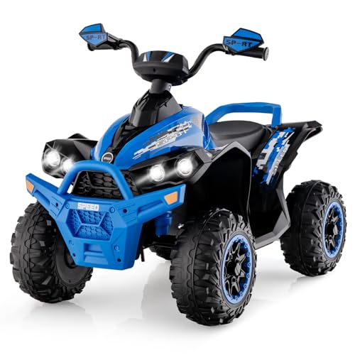 DREAMADE 12V Elektro Quad, 2,2-4,3 km/h Kinderquad mit Musik & Licht & Ladegerät & Hupe, Kinderauto Elektrisch für Kinder ab 3 Jahre, Belastbar bis 35KG (Blau) von DREAMADE