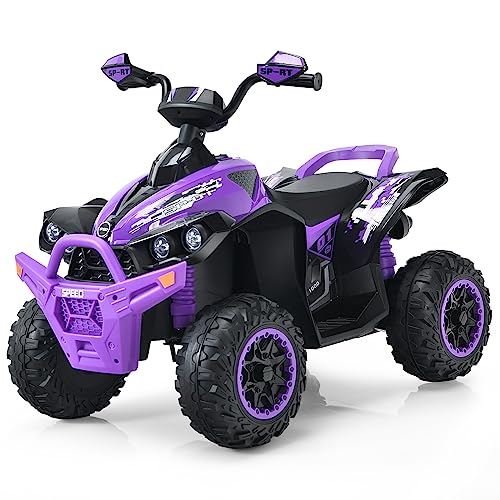 DREAMADE 12V Elektro Quad, 2,2-4,3 km/h Kinderquad mit Musik & Licht & Ladegerät & Hupe, Kinderauto Elektrisch für Kinder ab 3 Jahre, Belastbar bis 35KG (Lila) von DREAMADE