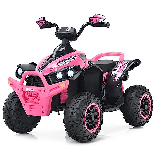 DREAMADE 12V Elektro Quad, 2,2-4,3 km/h Kinderquad mit Musik & Licht & Ladegerät & Hupe, Kinderauto Elektrisch für Kinder ab 3 Jahre, Belastbar bis 35KG (Pink) von DREAMADE