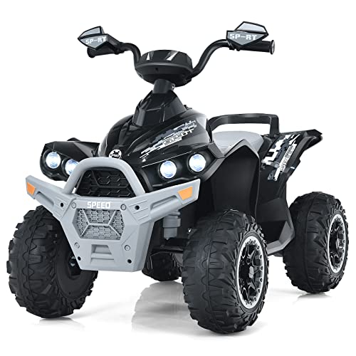 DREAMADE 12V Elektro Quad, 2,2-4,3 km/h Kinderquad mit Musik & Licht & Ladegerät & Hupe, Kinderauto Elektrisch für Kinder ab 3 Jahre, Belastbar bis 35KG (Schwarz) von DREAMADE