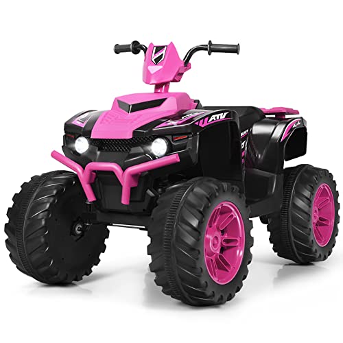 DREAMADE 12V Elektroquad für Kinder, Kinderquad mit LED-Lichte & Musik & Hupe & USB & Langsamer Start, Elektromotorrad, Elektrofahrzeug für Kinder 3-7 Jahre, bis 35kg belastbar (Pink) von DREAMADE