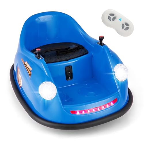 DREAMADE 12V Kinder Aufsitz Autoscooter mit Fernbedienung, Elektrisches Kinder Aufsitzauto mit 360 Grad Drehung & Musik & LED-Licht, Kinderauto, Elektroauto für Kinder von 2–5 Jahren (Blau) von DREAMADE