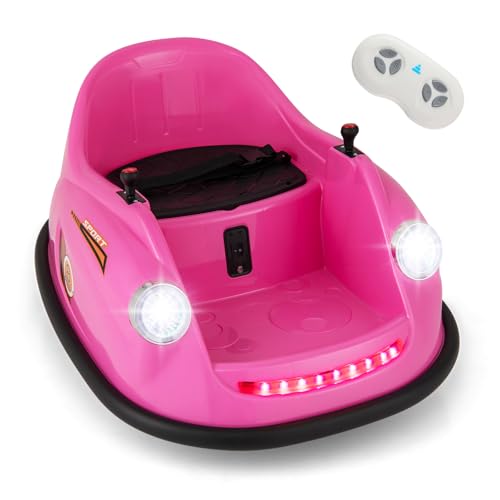 DREAMADE 12V Kinder Aufsitz Autoscooter mit Fernbedienung, Elektrisches Kinder Aufsitzauto mit 360 Grad Drehung & Musik & LED-Licht, Kinderauto, Elektroauto für Kinder von 2–5 Jahren (Rosa) von DREAMADE