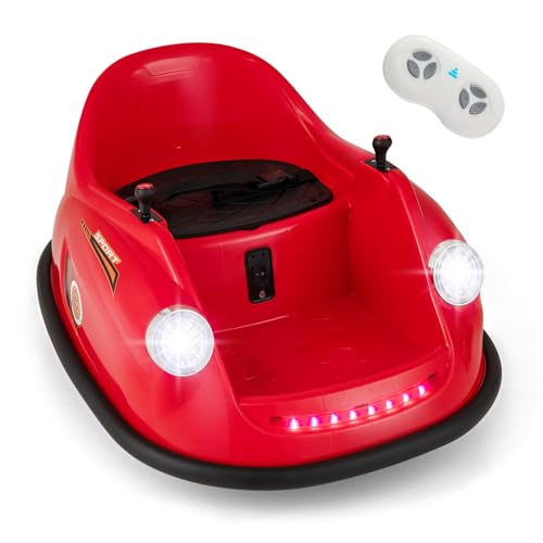 DREAMADE 12V Kinder Aufsitz Autoscooter mit Fernbedienung, Elektrisches Kinder Aufsitzauto mit 360 Grad Drehung & Musik & LED-Licht, Kinderauto, Elektroauto für Kinder von 2–5 Jahren (Rot) von DREAMADE