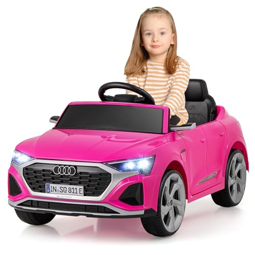 DREAMADE 12V Kinder Elektroauto, Audi SQ8 Kinderauto mit Fernsteuerung, Elektrofahrzeug mit Federung & LED Licht & Musik, Elektroauto für Kinder ab 3 Jahren (Rosa) von DREAMADE