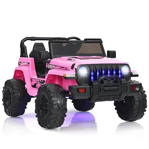 DREAMADE 12V Kinder Elektroauto, Kinderauto mit 2,4G Fernbedienung & Scheinwefer & Musik, Kinderfahrzeug, Elektrofahrzeuge, Elektro Auto für Kinder ab 3 Jahren, bis zu 35 kg belastbar (Pink) von DREAMADE