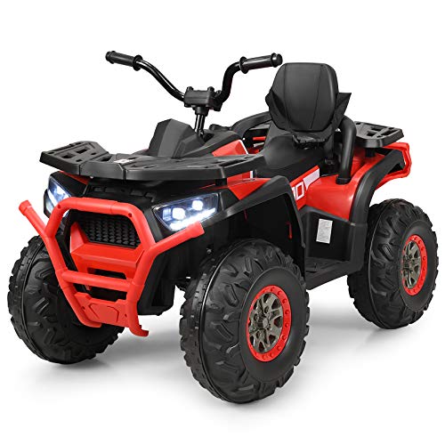 DREAMADE 12V Kinder Quad, 3-8km/h Elektro Kinderquad mit LED-Licht & MP3, Elektroauto für Kinder ab 3 Jahre, Mini Elektroquad mit Ladegerät, Belastbar bis 50kg, Elektrofahrzeug Kinder (Rot) von DREAMADE