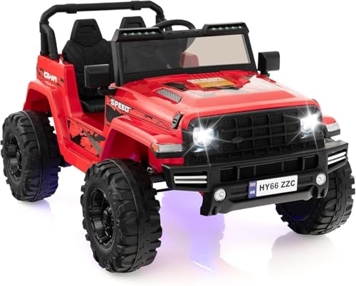 DREAMADE 24V Elektroauto für Kinder, Kinder Elektroauto 2 Sitzer mit Fernbedienung & Hupe & LED- Leuchten & Musik, elektrisches Auto, Elektrofahrzeug für Kleinkinder ab 3 Jahren (Rot) von DREAMADE