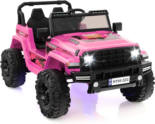 DREAMADE 24V Elektroauto für Kinder, Kinder Elektroauto 2 Sitzer mit Fernbedienung & Hupe & LED- Leuchten & Musik, elektrisches Auto, Elektrofahrzeug für Kinder ab 3 Jahren (Rosa) von DREAMADE