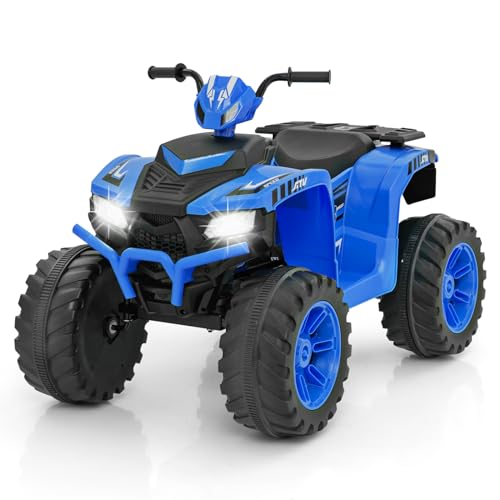 DREAMADE 24V Kinderquad ATV, Elektrofahrzeug mit Musik, Radio, LED-Lichtern & Ladegerät, 2,8-5 km/h Elektro Quad für Kinder 3-8 Jahre, belastbar bis 35kg (Blau) von DREAMADE