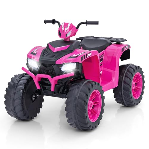 DREAMADE 24V Kinderquad ATV, Elektrofahrzeug mit Musik, Radio, LED-Lichtern & Ladegerät, 2,8-5 km/h Elektro Quad für Kinder 3-8 Jahre, belastbar bis 35kg (Rosa) von DREAMADE