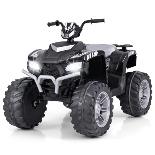 DREAMADE 24V Kinderquad ATV, Elektrofahrzeug mit Musik, Radio, LED-Lichtern & Ladegerät, 2,8-5 km/h Elektro Quad für Kinder 3-8 Jahre, belastbar bis 35kg (Schwarz) von DREAMADE