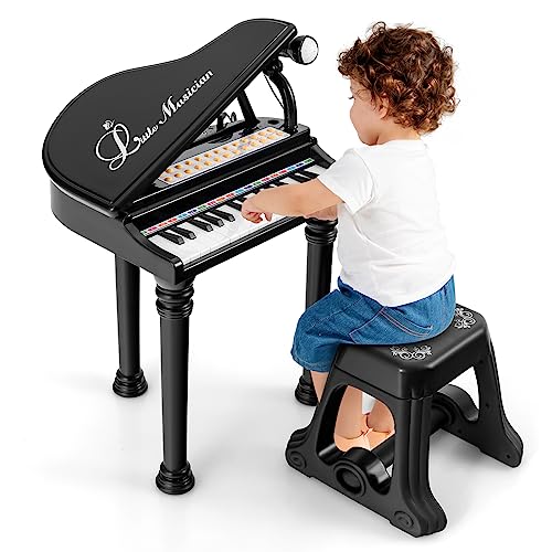 DREAMADE 31 Tasten Keyboard Kinder, E-Piano mit Hocker & Mikrofon & 3 Lehrmodi & 4 Rhythmen & Aufnahme, Elektronisches Klavier für Mädchen & Junge ab 3 Jahre (Schwarz) von DREAMADE