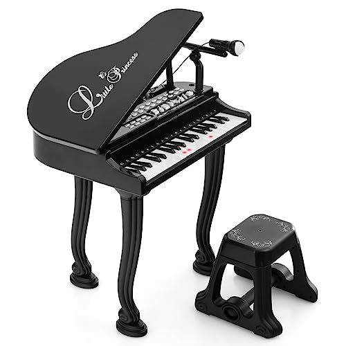 DREAMADE 37 Tasten Keyboard Kinder, Mini E-Piano mit Hocker & Mikrofon & 3 Lehrmodi & 8 Rhythmen & Aufnahme, Elektronisches Klavier für Mädchen & Junge ab 3 Jahre (Schwarz) von DREAMADE