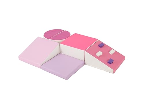 DREAMADE 6 TLG. Softbausteine für Kinder, Kletterblöcke aus Schaumstoff, Riesenbausteine Softbausteine zum Klettern & Toben für Baby & Kleinkinder, Montessori Kletter-Spielzeug (Rosa) von DREAMADE