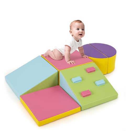 DREAMADE 6 TLG. Softbausteine für Kinder, Kletterblöcke aus Schaumstoff, Riesenbausteine Softbausteine zum Klettern & Toben für Baby & Kleinkinder, Montessori Kletter-Spielzeug von DREAMADE