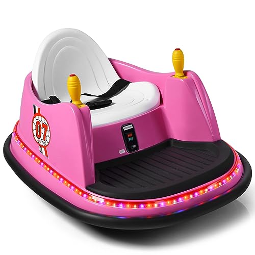 DREAMADE 6V Elektro Autoscooter Kinder mit Lichtern und Musik, Kinderauto 360 Grad drehbar, Elektrofahrzeug für Kinder von 2-5 Jahren (Pink) von DREAMADE