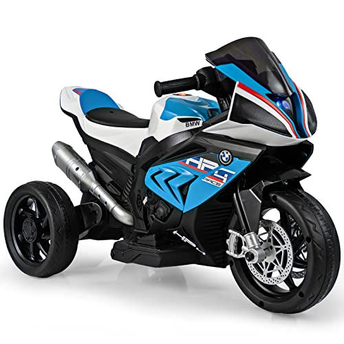 DREAMADE 6V Elektro Kinder Motorrad mit Scheinwerfer und Musik, Elektromotorrad mit 2 Stützrädern, Kindermotorrad bis 3km/h, Elektrisches Motorrad für Kinder ab 3 Jahre, bis zu 30 kg belastbar (Blau) von DREAMADE