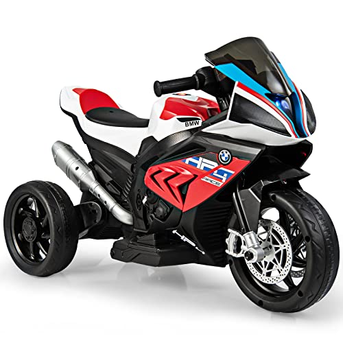 DREAMADE 6V Elektro Kinder Motorrad mit Scheinwerfer und Musik, Elektromotorrad mit 2 Stützrädern, Kindermotorrad bis 3km/h, Elektrisches Motorrad für Kinder ab 3 Jahre, bis zu 30 kg belastbar (Rot) von DREAMADE