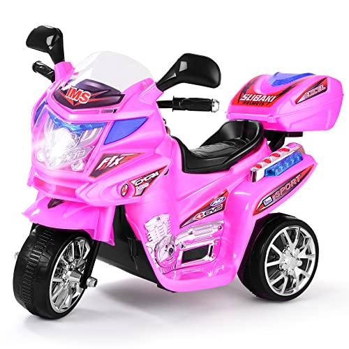 DREAMADE 6V Elektro Kindermotorrad, Kinder Motorrad, Kinderfahrzeug mit Musik Hupe und Scheinwerfer, Elektromotorrad für Kinder 3-7 Jahre alt (Rosa) von DREAMADE