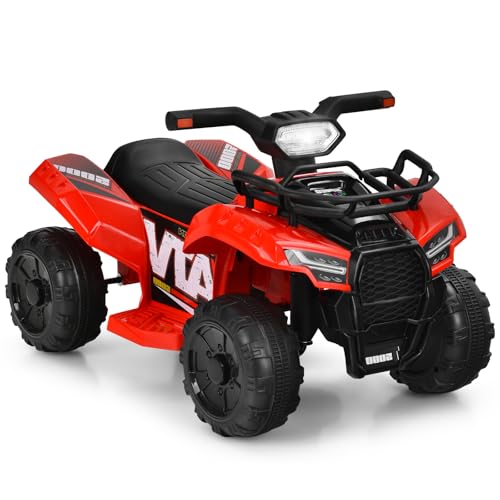 DREAMADE 6V Elektro Quad Kinder mit Aufbewahrungsbox, Mini Kinderquad mit Musik & Hupe & LED-Licht, Elektrofahrzeug für Kinder von 18-36 Monaten, max. belastbar 20 kg (Rot) von DREAMADE