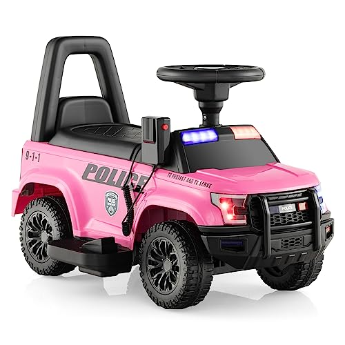 DREAMADE 6V Kinder Elektroauto, Elektrofahrzeug mit Sirene & LED Lichtern & Musik & Hupe, Batteriebetriebenes Kinderfahrzeug, für Kinder ab 18 Monate (Pink) von DREAMADE