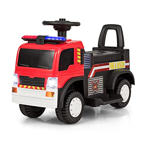 DREAMADE 6V Kinder Elektroauto mit Sirene & LED Lichtern & Musik & Hupe, Elektrofahrzeug, Kinderfahrzeug, Batteriebetriebenes Kinderauto, Rutschauto für Kinder ab 3 Jahre (Feuerwehrfahrzeug) von DREAMADE