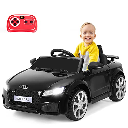 DREAMADE Elektroauto für Kinder, 6V ELektroauto Audi mit 2,4G Fernbedienung, Hupe & Licht & Musik & Sicherheitsgurt, Elektrofahrzeuge für Kinder 3-8 Jahre (Schwarz) von DREAMADE