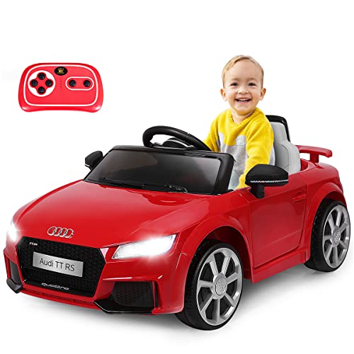 DREAMADE Elektroauto für Kinder, Kinder ELektroauto mit 2,4G Fernbedienung, 6V Audi Kinderfahrzeug, Elektrofahrzeuge mit Hupe & Licht & Musik & Sicherheitsgurt, für Kinder 3-8 Jahre (Rot) von DREAMADE