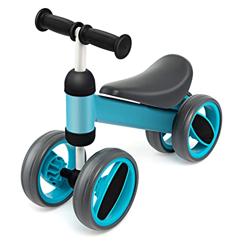 DREAMADE Baby Laufrad ab 1 Jahr, Balance Fahrrad Kinder bis zu 20 kg, Lauflernrad mit 4 Rädern für Jungen und Mädchen (Blau) von DREAMADE