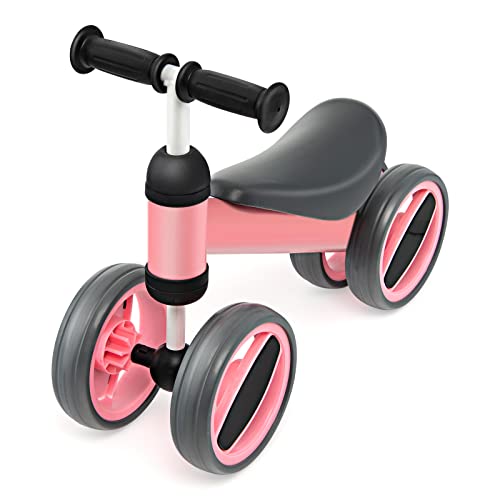 DREAMADE Baby Laufrad ab 1 Jahr, Balance Fahrrad Kinder bis zu 20 kg, Lauflernrad mit 4 Rädern für Jungen und Mädchen (Rosa) von DREAMADE