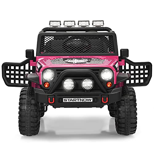 DREAMADE Elektroauto für Kinder, 12V Kinder Elektroauto mit Fernsteuerung, Elektrofahrzeug mit Musik & Licht & Hupe & USB, elektrische Auto für Kinder ab 3 Jahren (Rosa) von DREAMADE