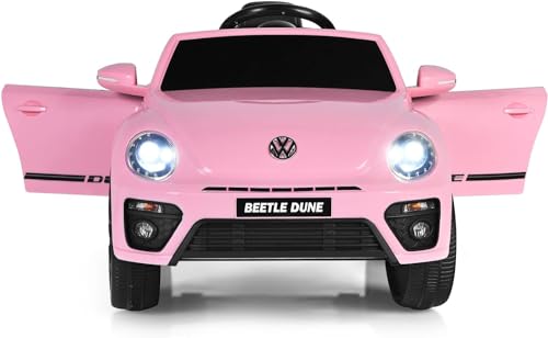 DREAMADE Elektroauto für Kinder, 12V Kinderfahrzeug mit 2,4G Fernbedienung, Kinderauto elektrisch mit LED-Licht & Musik & Sicherheitsgurt, 2-Sitzer Elektroauto für Kinder 3–8 Jahre (Rosa) von DREAMADE