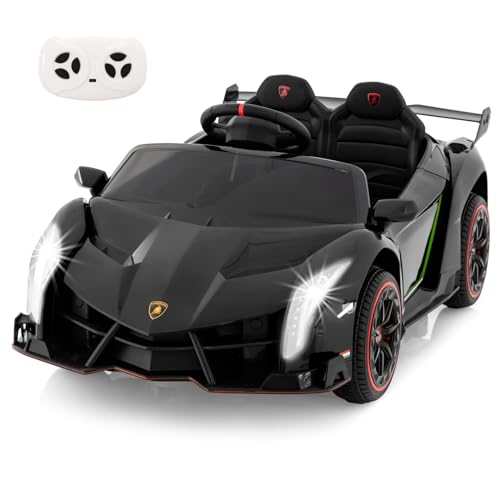 DREAMADE Elektroauto für Kinder, 12V Lamborghini Kinder Auto mit hydraulischer Tür, Elektroauto mit Fernbedienung & Musik & MP3 & LED-Licht, Elektrofahrzeuge für Kinder ab 3 Jahre (Schwarz) von DREAMADE