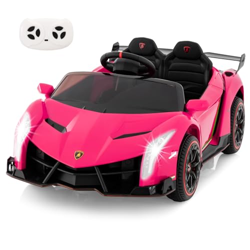 DREAMADE Elektroauto für Kinder, 12V Lamborghini Kinder Auto mit hydraulischer Tür, Elektroauto mit Fernbedienung & Schaukelfunktion & MP3 & LED-Licht, Elektrofahrzeuge für Kinder ab 3 Jahre (Rosa) von DREAMADE