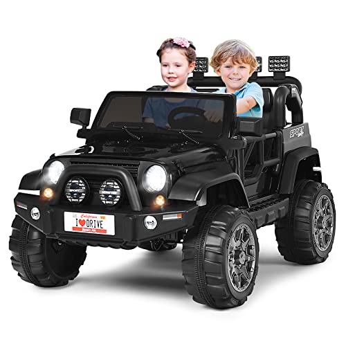 DREAMADE Elektroauto für Kinder, 2-Sitzer Kinder Elektroauto mit 2,4 Ghz Fernbedienung & LED-Licht & Musik & USB, 12V Elektrofahrzeuge für Kinder ab 3 Jahre (Schwarz) von DREAMADE