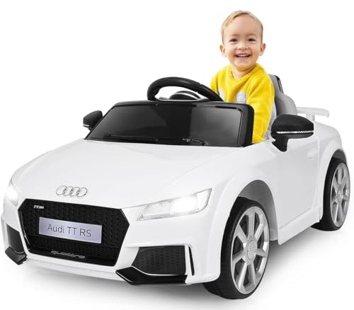 DREAMADE Elektroauto für Kinder, 6V ELektroauto Audi mit 2,4G Fernbedienung, Hupe & Licht & Musik & Sicherheitsgurt, Elektrofahrzeuge für Kinder 3-8 Jahre (Weiß) von DREAMADE