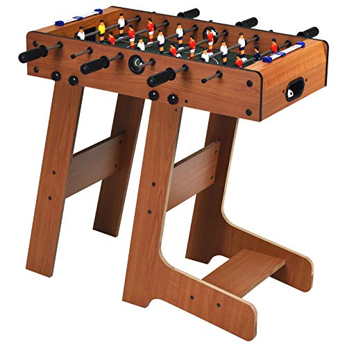 DREAMADE Kickertisch klappbar, Tischkicker inkl. 2 Bällen und 18 Spielfiguren, Stabiler Fußballtisch aus Holz, Fußball-Spieltisch für Kinder und Erwachsene, für Spielzimmer, Partys, Holzfarbe von DREAMADE