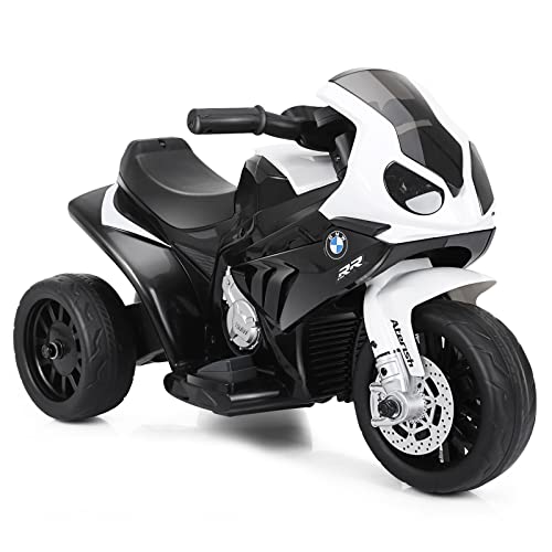 DREAMADE Kinder Elektro Motorrad, 6V Kindermotorrad Elektrisch mit Musik & Licht & Hupe & Stützrädern, 3 km/h, Elektro-Dreirad Elektromotorrad für Kinder 18-36 Monaten (Schwarz) von DREAMADE