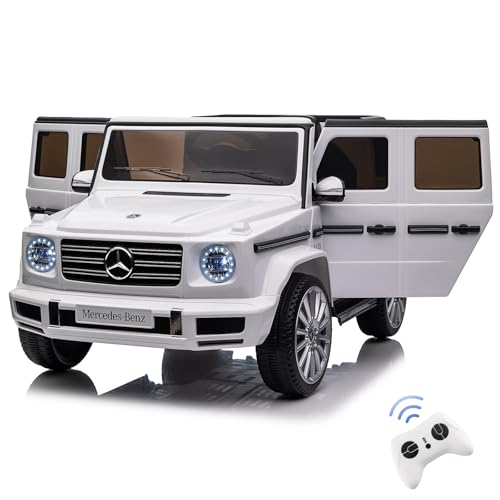 DREAMADE Kinder Elektroauto, Mercedes Benz G500 Kinder Auto mit Fernsteuerung & Schaukelfunktion & Musik & Hupe & USB & LED-Lichtern, Kinderfahrzeug elektrisches Auto für Kinder ab 3 Jahren(Weiß) von DREAMADE