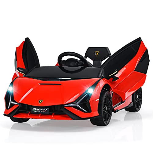 DREAMADE Kinder Elektroauto 12V mit 2,4 Ghz Fernbedienung & Sicherheitsgurt, Kinderauto, Kinderfahrzeug mit Licht & Musik & Hupe, Elektrofahrzeug für Kinder ab 3 Jahre (Rot) von DREAMADE