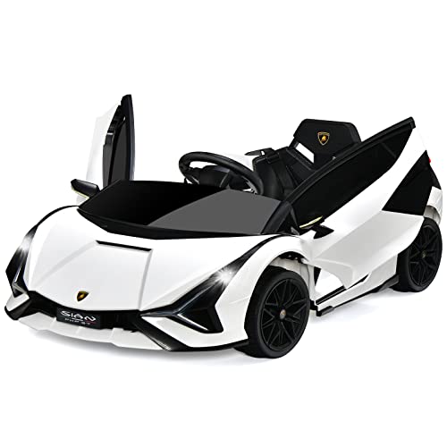 DREAMADE Kinder Elektroauto 12V mit 2,4 Ghz Fernbedienung & Sicherheitsgurt, Kinderauto, Kinderfahrzeug mit Licht & Musik & Hupe, Elektrofahrzeug für Kinder ab 3 Jahre (Weiß) von DREAMADE