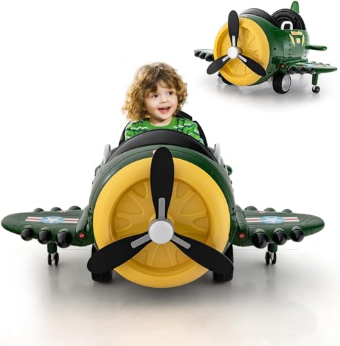 DREAMADE Kinder Elektroauto mit faltbarem Flügel & drehbarem Propeller, Elektroflugzeug mit Drift, Elektroflugzeug mit USB & Musik & Drahtlosfunktion, Elektroauto für Kinder ab 3 Jahre (Gelb+Grün) DREAMADE Kinder Elektroauto mit faltbarem Flügel & drehbarem Propeller, Elektroflugzeug mit Drift, Elektroflugzeug mit USB & Musik & Drahtlosfunktion, Elektroauto für Kinder ab 3 Jahre (Gelb+Grün) von DREAMADE