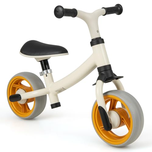 DREAMADE Kinder Laufrad ohne Pedal, Lauflernrad mit höhenverstellbarem Sitz & rutschfestem Griff, Balance Fahrrad für Baby von 18-48 Monate, bis 25 kg belastbar (Beige + Orange) von DREAMADE