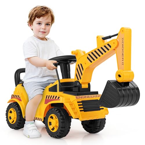 DREAMADE Kinder Sitzbagger, Bagger zum draufsitzenmit Verstellbarer Schaufel & Hupe & Kippschutz, Aufsitzbagger mit Stauraum unter Sitz, Sandbagger Sitzbagger Kinder ab 19 Monaten DREAMADE Kinder Sitzbagger, Bagger zum draufsitzenmit Verstellbarer Schaufel & Hupe & Kippschutz, Aufsitzbagger mit Stauraum unter Sitz, Sandbagger Sitzbagger Kinder ab 19 Monaten von DREAMADE