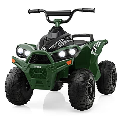 DREAMADE Kinderquad ATV, 12V Elektroquad mit LED-Lichtern, Hupe, Musik & Ladegerät, 2,15-4,3 km/h, Elektrofahrzeug für Kinder 3-8 Jahre, bis 35kg (Grün) von DREAMADE